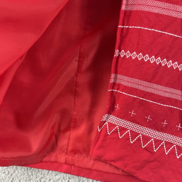 Positive Attitude Dress Womens 14 Red Linen Blend Button Front Midi Dress - Picture 10 of 15